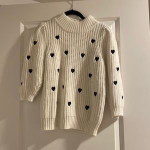 Anthropologie Sweaters Anthropologie Hearts Mock Neck Sweater Tee White/Black